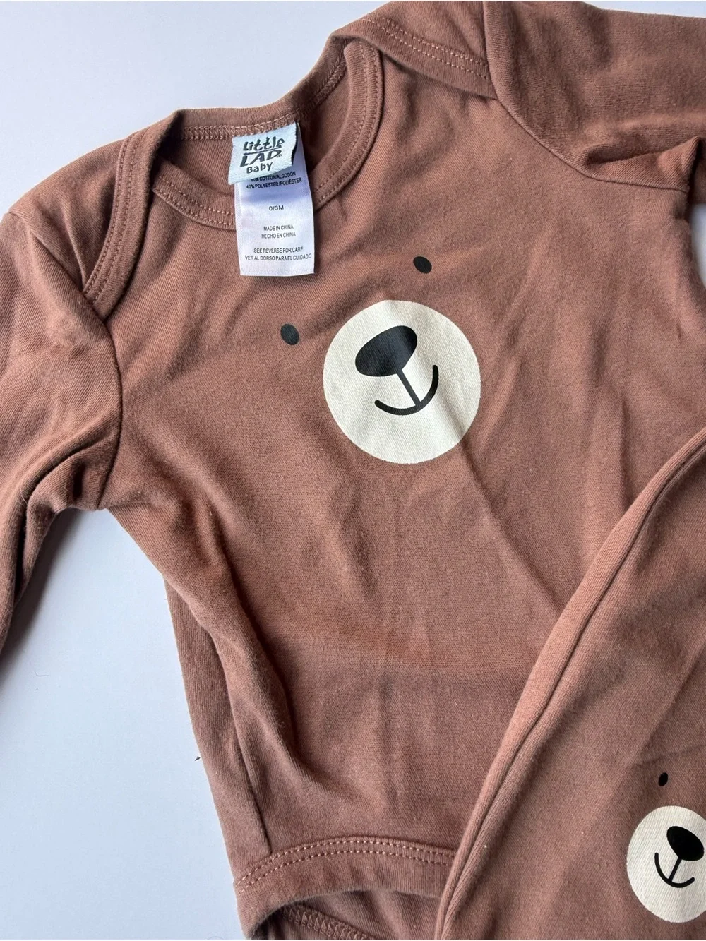 Unbranded Brown Bear Kids Matching Set - Long Sleeve Bodysuit & Pants - Picture 3 of 4